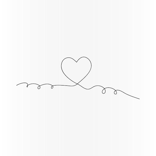 Dibujo continuo de una línea de la ilustración vectorial del contorno del corazón