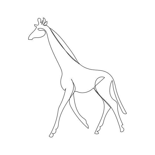 Dibujo continuo de una línea de ilustración vectorial de contorno de jirafa