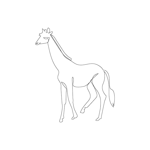 Dibujo continuo de una línea de ilustración vectorial de contorno de jirafa