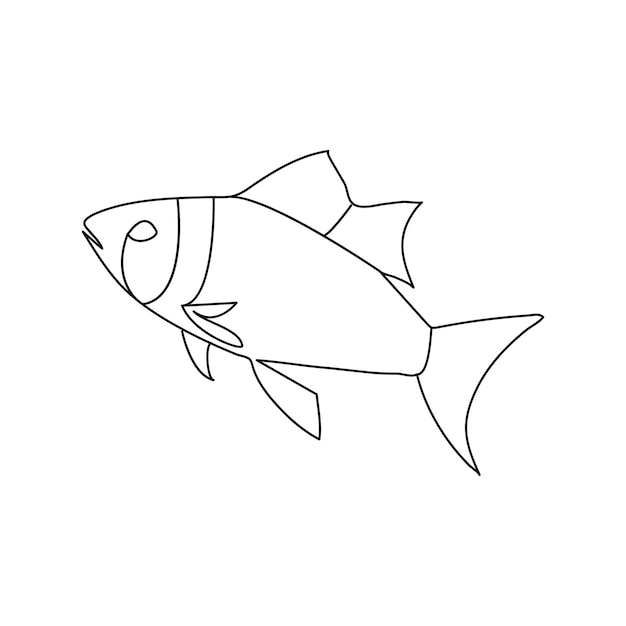 dibujo continuo de una línea de la ilustración vectorial del contorno del pez