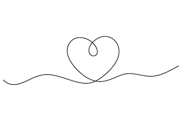 Dibujo continuo de una línea de la ilustración vectorial del corazón