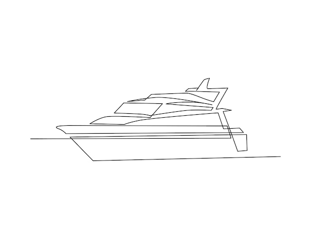 Dibujo continuo de una línea de ilustración vectorial de dibujo de arte de línea Yacht Boat