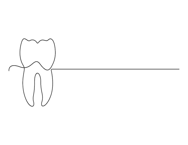 Dibujo continuo de una línea de ilustración vectorial de dientes limpios