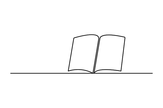 Dibujo continuo de una línea de la ilustración vectorial del libro de apertura