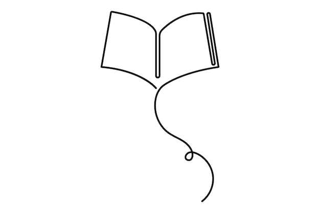Dibujo continuo de una línea de la ilustración vectorial del libro de apertura
