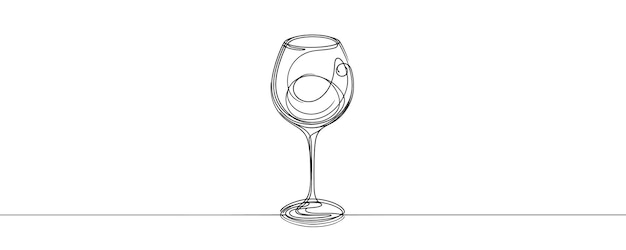 Dibujo continuo de una línea Ilustración vectorial de vaso de vino