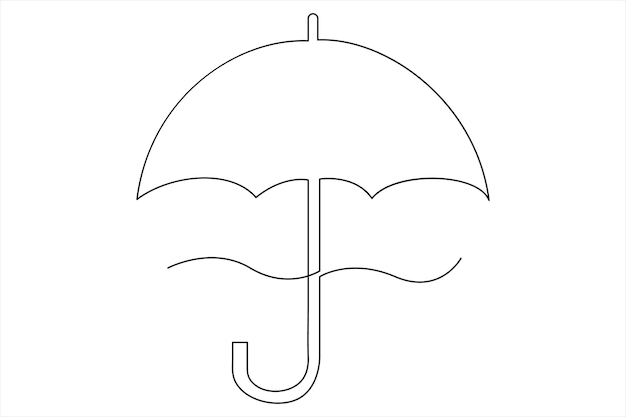 Dibujo continuo de una línea de ilustraciones de arte vectorial de contorno de paraguas