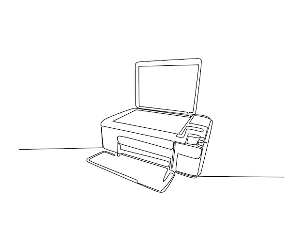 Dibujo continuo de una línea de una impresora de inyección de tinta multifuncional