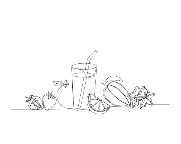 Dibujo continuo en una línea de jugo fresco