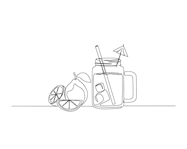 Dibujo continuo de una línea de jugo de limón