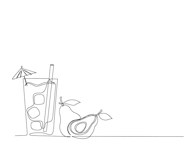 Dibujo continuo de una línea de jugo de ocado