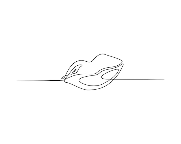 Dibujo continuo de una línea de labios femeninos