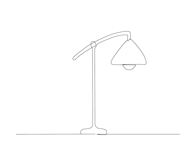 Dibujo continuo de una línea de la lámpara de piso