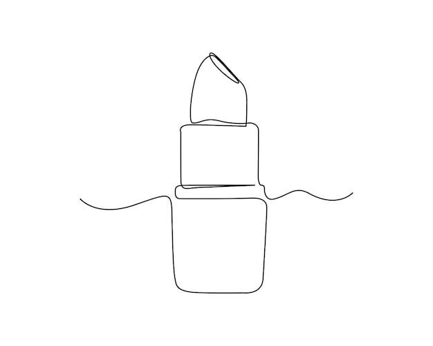 Dibujo continuo de una línea de lápiz labial cosmético