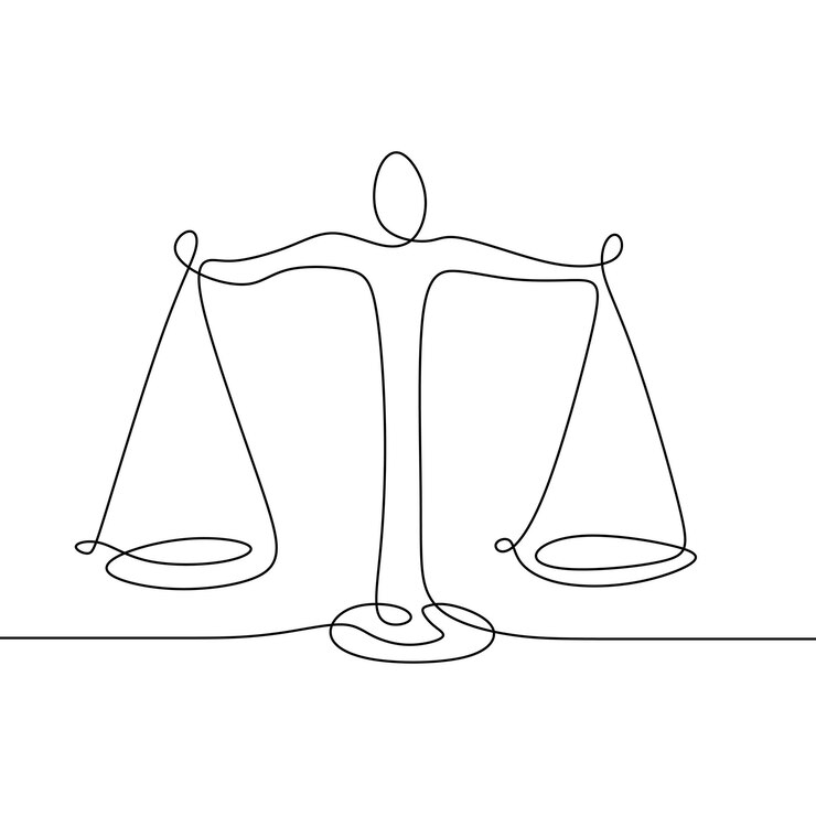 Dibujo continuo de una línea de libra Símbolo de negocio de la ley de equilibrio de peso Símbolo de equilibrio de peso Estilo de dibujo de una línea de identidad de Libra o ley