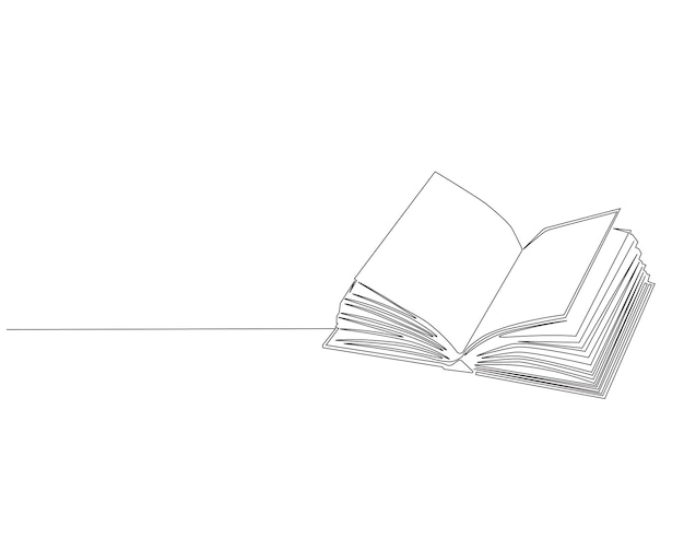 Dibujo continuo de una línea de un libro abierto Dibujo de una línea Ilustración de un libro Educación libro idea escuela e inteligencia concepto arte de línea Esbozo editable