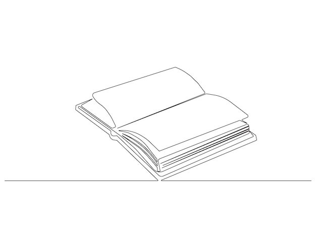 Dibujo continuo de una línea de un libro abierto Dibujo de una línea Ilustración de un libro Educación libro idea escuela e inteligencia concepto arte de línea Esbozo editable