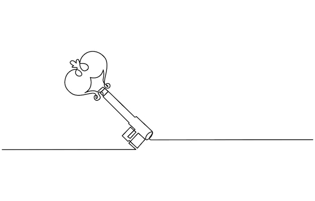 dibujo continuo de una línea de llaves icono de llaves de bienes raíces llaves de éxito soluciones oportunidades