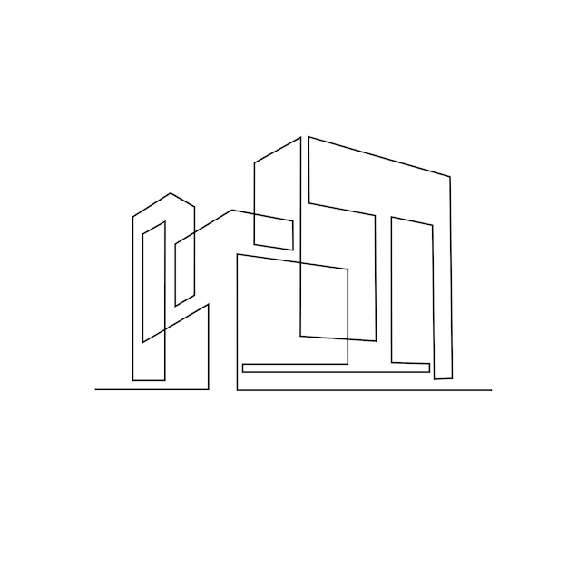 Vector dibujo continuo de una línea logotipo de la casa moderna