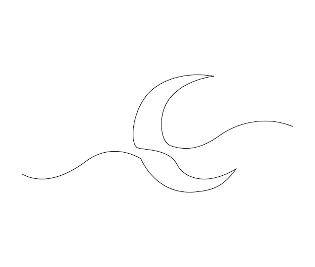 Dibujo continuo de una línea de luna creciente para el elemento de ramadán ilustración de vector de arte de línea de luna creciente simple Trazo editable