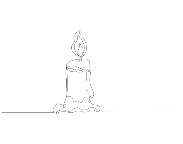 Un dibujo continuo de una línea de luz de vela Un dibujo de una línea ilustración de una vela Concepto romántico de vela Línea única Esbozo editable