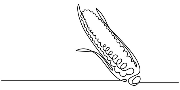 Dibujo continuo de una línea de maíz elemento de arte de línea única vector de línea de boceto minimalista