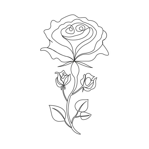 dibujo continuo de una línea a mano flor de rosa Ilustración vectorial de arte