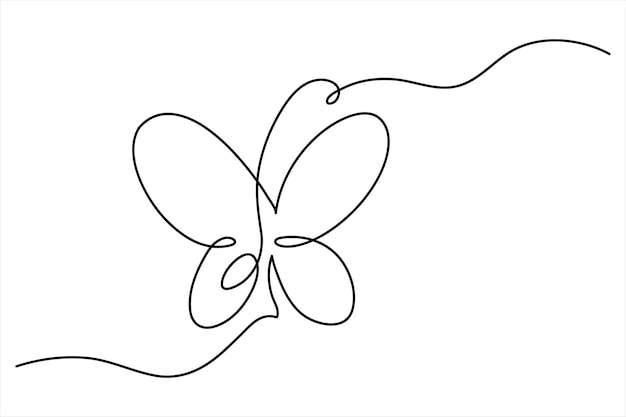 Dibujo continuo de una línea de mariposa aislada en un vector de fondo blanco Ilustración