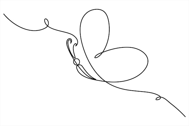 Dibujo continuo de una línea de mariposa aislada en un vector de fondo blanco Ilustración