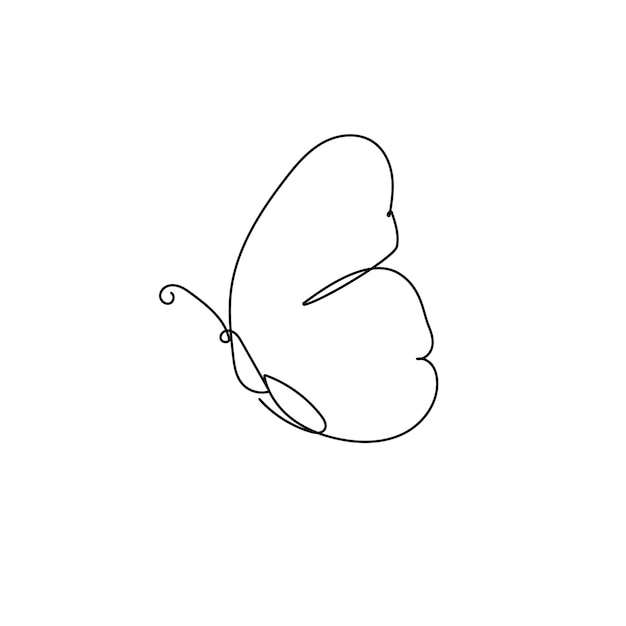 Dibujo continuo de una línea de mariposa