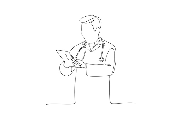 Dibujo continuo de una línea Médico en línea y concepto de telemedicina Ilustración gráfica vectorial de diseño de dibujo de una sola línea