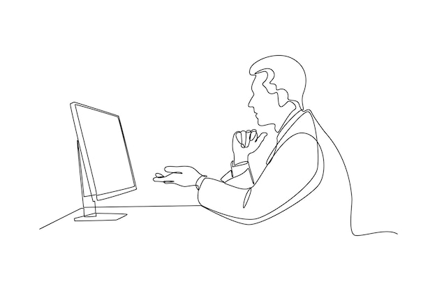 Dibujo continuo de una línea Médico en línea y concepto de telemedicina Ilustración gráfica vectorial de diseño de dibujo de una sola línea