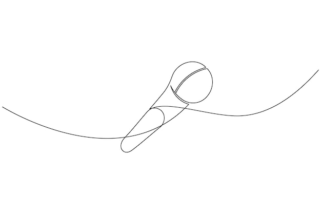 Dibujo continuo de una línea del micrófono e ilustración de vector plano aislado del icono del micró fono
