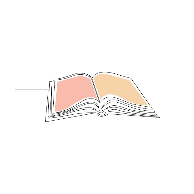 dibujo continuo de una línea minimalista de libro ilustración vectorial tema de estudio de suministro para la escuela y