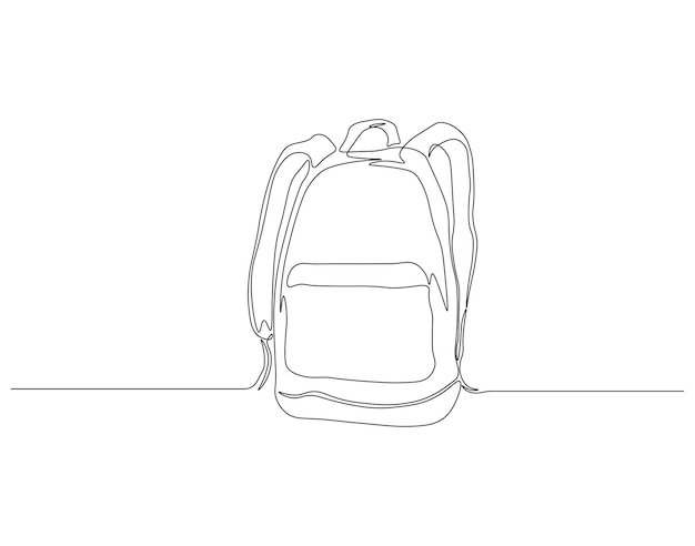 Dibujo continuo de una línea de la mochila Dibujo de una línea Ilustración de la bolsa escolar Bolsa escolar para la vuelta a la escuela concepto de educación del niño línea única Esbozo editable