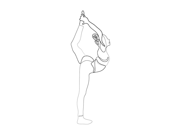 Dibujo continuo de una línea de una mujer haciendo ejercicio de yoga ilustración vectorial