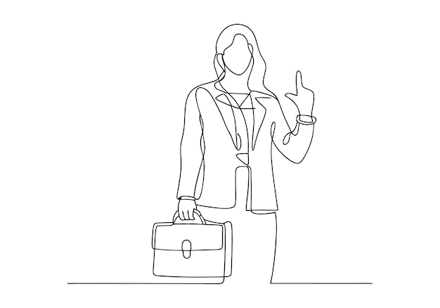 Dibujo continuo en una línea de una mujer de negocios Arte profesional minimalista