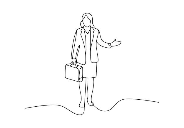 Dibujo continuo en una línea de una mujer de negocios Arte profesional minimalista