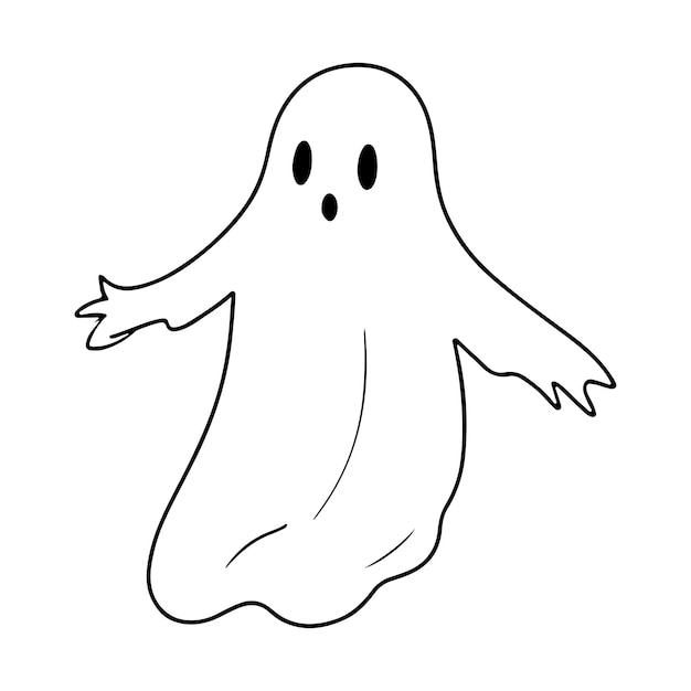 un dibujo continuo de línea negra de calabaza y fantasma concepto de Halloween contorno vector de garabateo