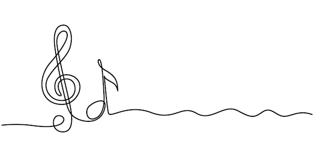 Dibujo continuo de una línea nota musical abstracta notas de fondo ilustración vectorial esquema