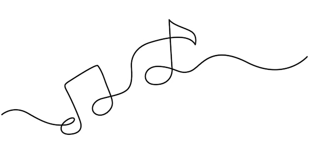 Dibujo continuo de una línea nota musical abstracta notas de fondo ilustración vectorial esquema