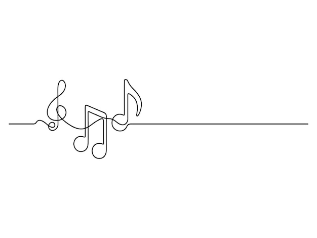 Dibujo continuo de una línea de notas agudas de música ilustración gráfica