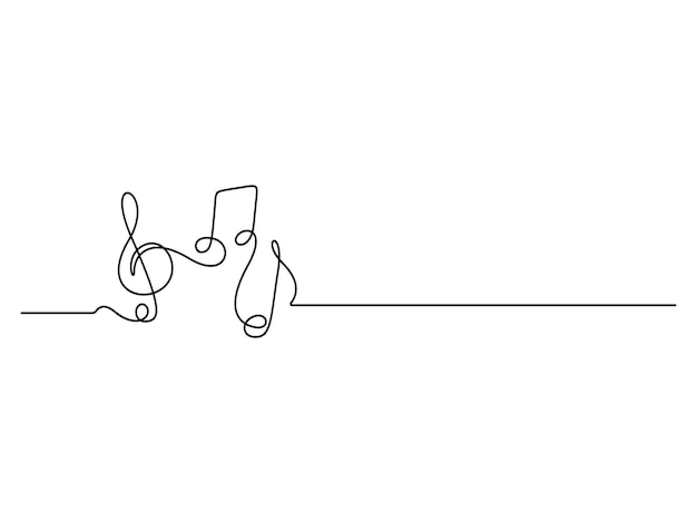 Dibujo continuo de una línea de notas agudas de música ilustración gráfica