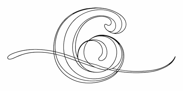 Dibujo continuo de una línea número 6