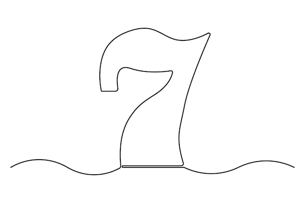 Dibujo continuo de una línea del número 7 editable Dibujo de una línea de la ilustración del icono del número 7