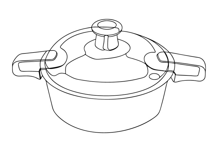Vector dibujo continuo de una línea de una olla a presión arte minimalista de utensilios de cocina