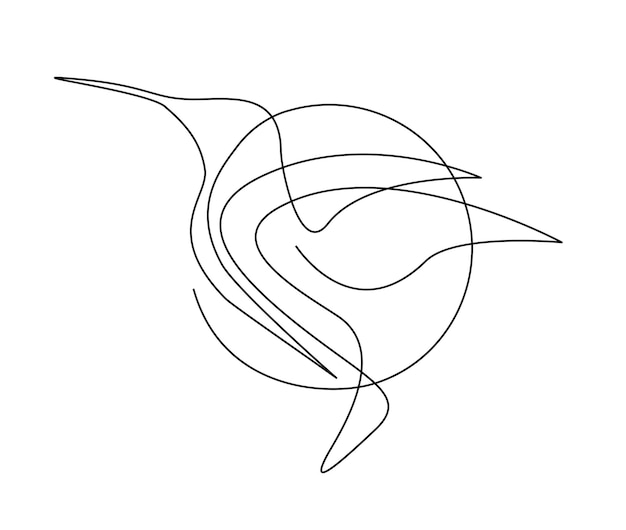 Dibujo continuo de una línea del pájaro colibri