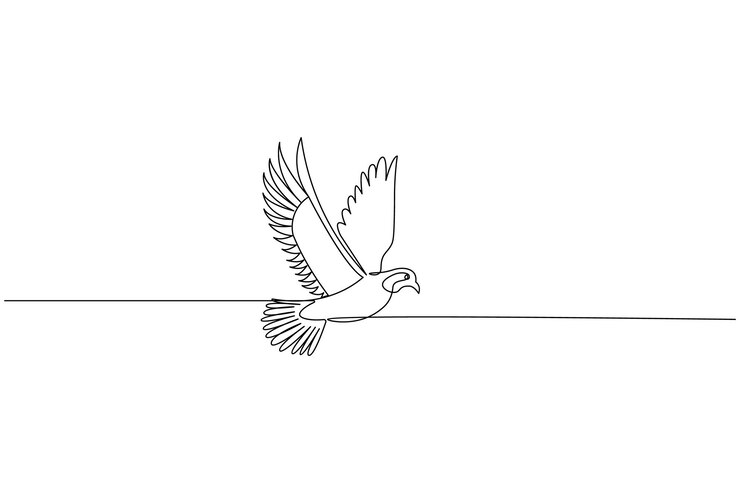 Vector dibujo continuo de una línea de pájaro e ilustración vectorial de contorno aislado de estilo minimalista