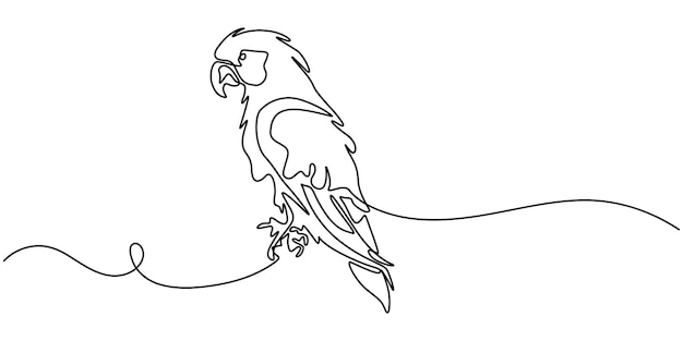 Un dibujo continuo de una línea de un pájaro de Macao Concepto de vida silvestre mundial Vector de diseño de dibujo de una sola línea