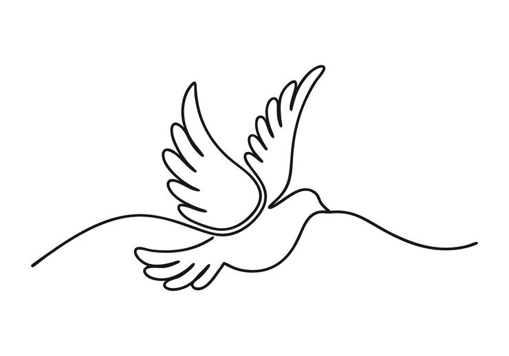 Vector dibujo continuo de una línea de un pájaro en vuelo arte de libertad minimalista